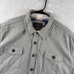 The Normal Brand Shacket Mens 2XL Gray Wool Button Shirt Jacket Flannel Lined
